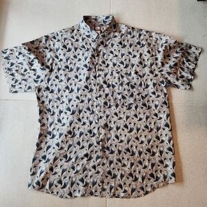 Vintage Chiamare Mens Button Up  Light Weighy 100% SILK SHIRT Large